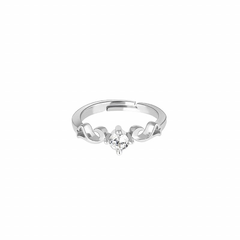 Sterling Silver Zircon Beachy Waves Ring For Women