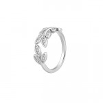 Silver Anushka Sharma Zircon Leaf Ring, Adjustable
