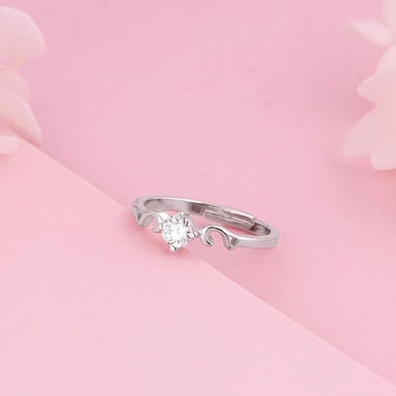 Sterling Silver Zircon Beachy Waves Ring For Women