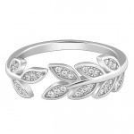 Silver Anushka Sharma Zircon Leaf Ring, Adjustable