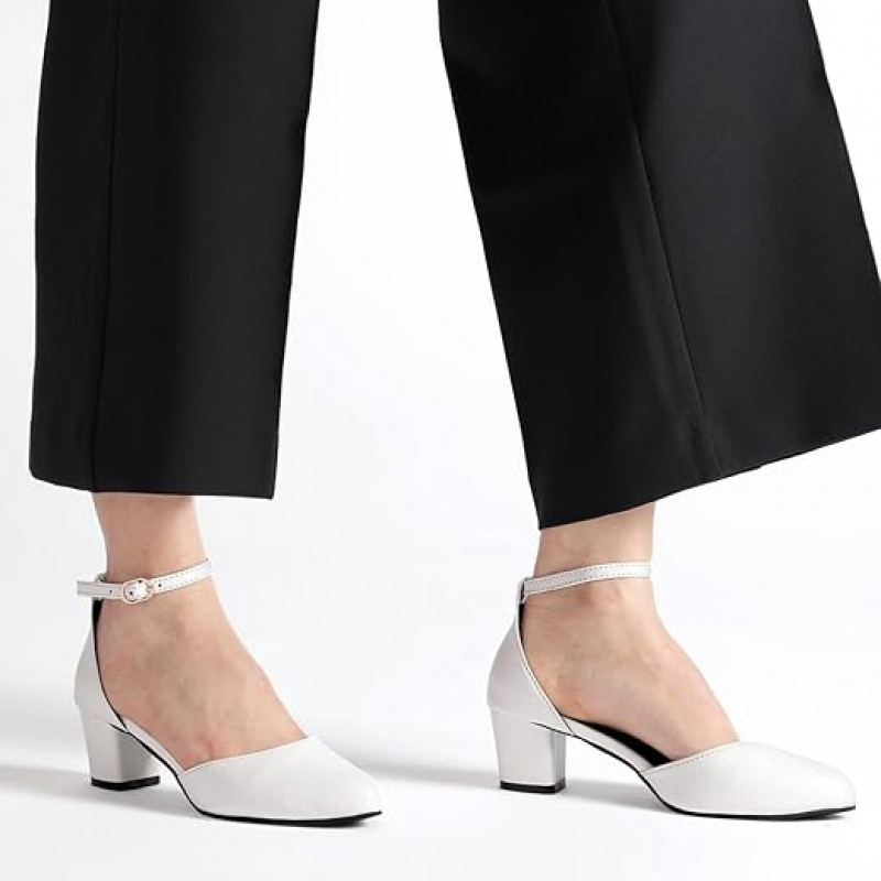 Women’s Pointed Toe Block Heel Fashion Sandals with Buckled Ankle Strap