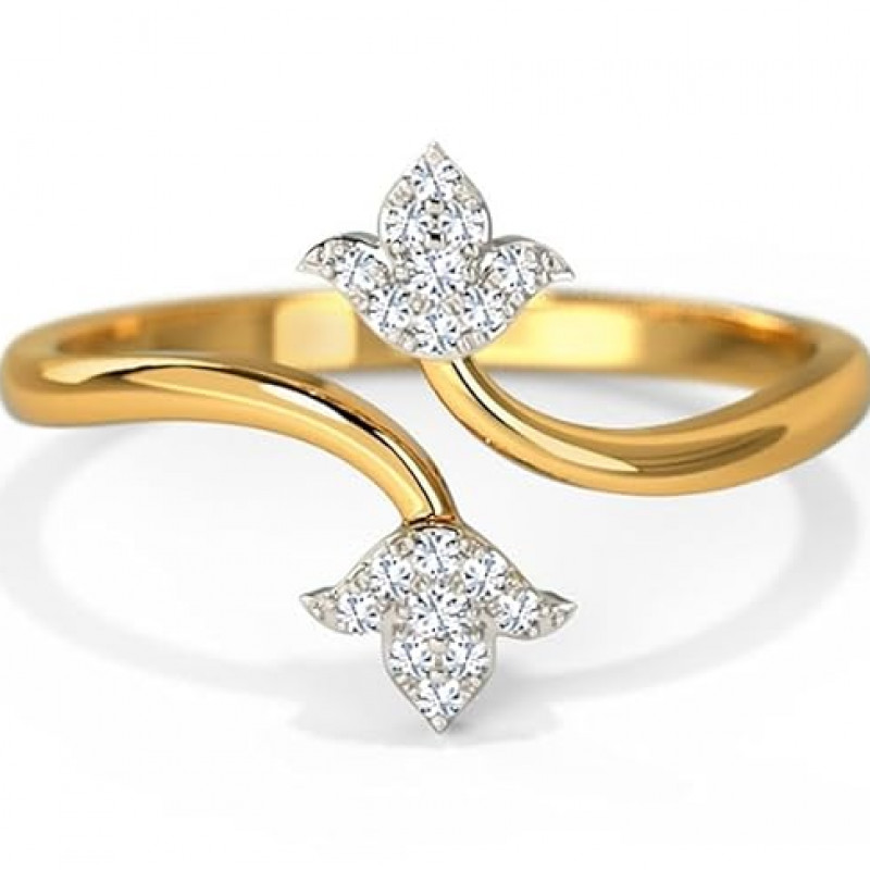 Cubic Zirconia Adjustable Golden Lotus Design Ring For Men And Women