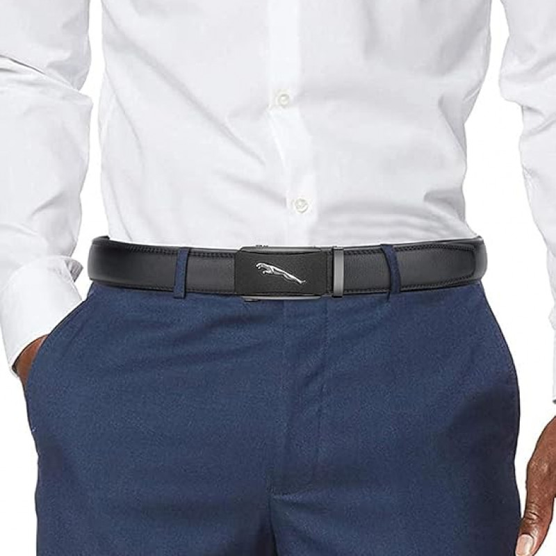 Genuine Leather Belt for Men with Easier Adjustable Autolock Buckle