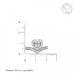 Silver Zircon Crown Heart Ring, Adjustable