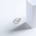 Silver Zircon Crown Heart Ring, Adjustable