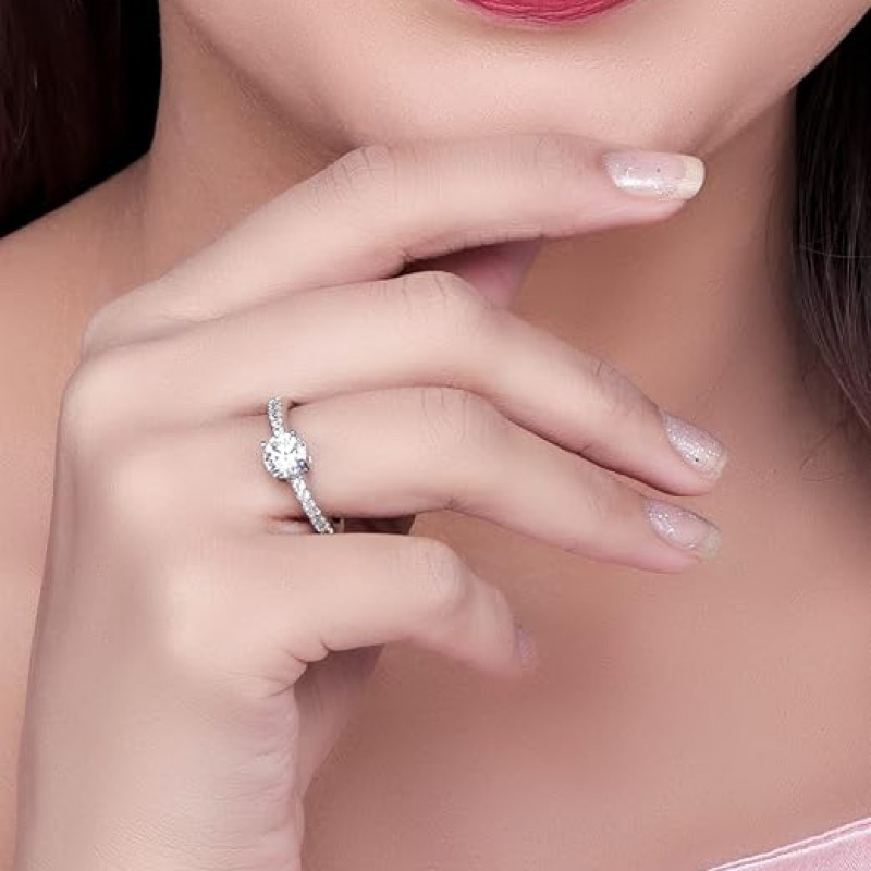 Sterling Silver Cubic Zirconia Finger Ring For Women And Girls