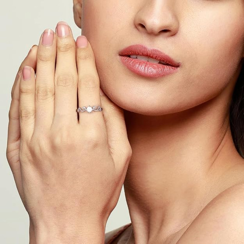 Sterling Silver Zircon Beachy Waves Ring For Women