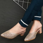 Women’s Rhinestone Embellished Pointed Toe Mule Heels