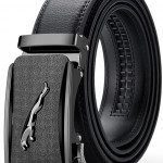 Genuine Leather Belt for Men with Easier Adjustable Autolock Buckle