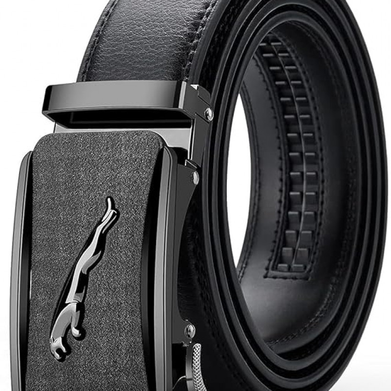Genuine Leather Belt for Men with Easier Adjustable Autolock Buckle