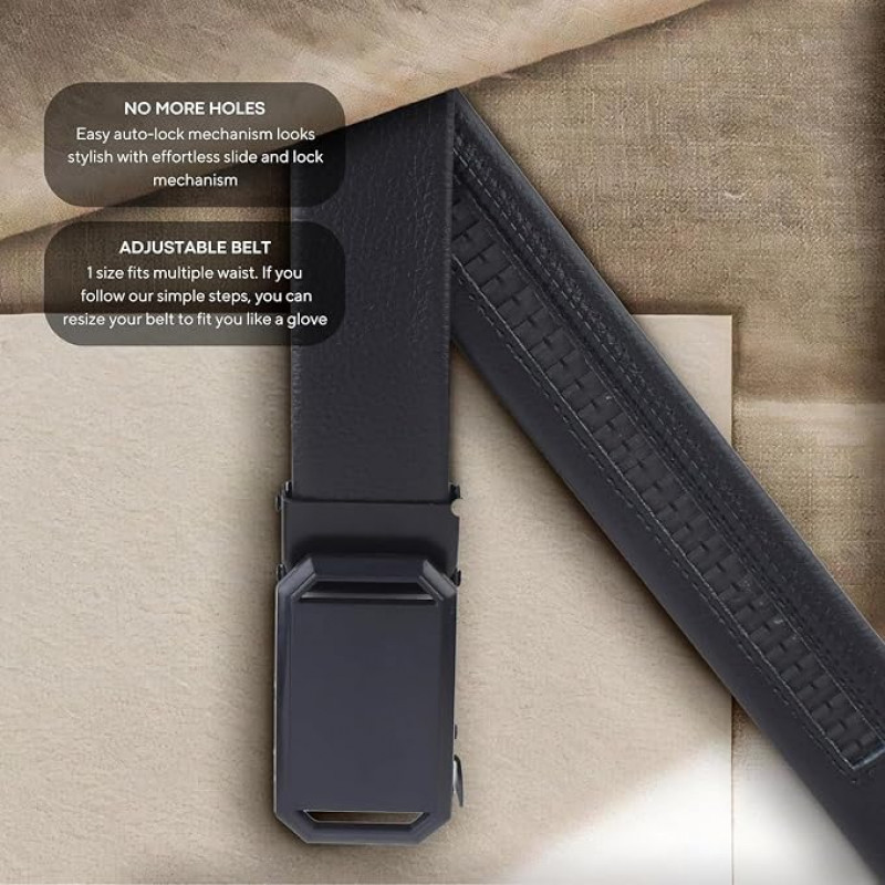 Auto Lock Vegan Leather Belt