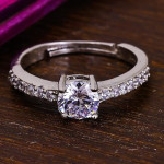 Sterling Silver Cubic Zirconia Finger Ring For Women And Girls