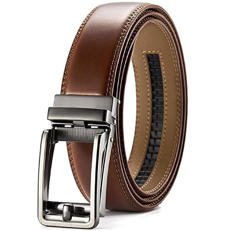 Genuine Leather Belt for Men with Easier Adjustable Autolock