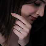 Silver Zircon Crown Heart Ring, Adjustable